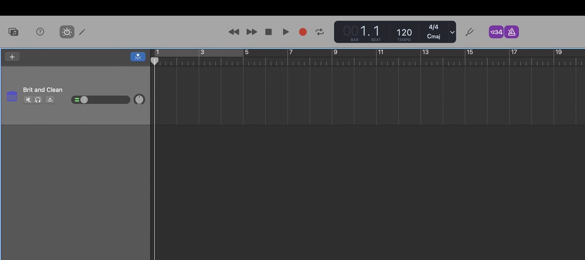 GarageBand 入力モニタリングボタン