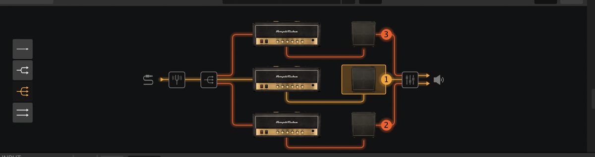 AmpliTube 5 シグナルチェーン・3アンプ並列構成