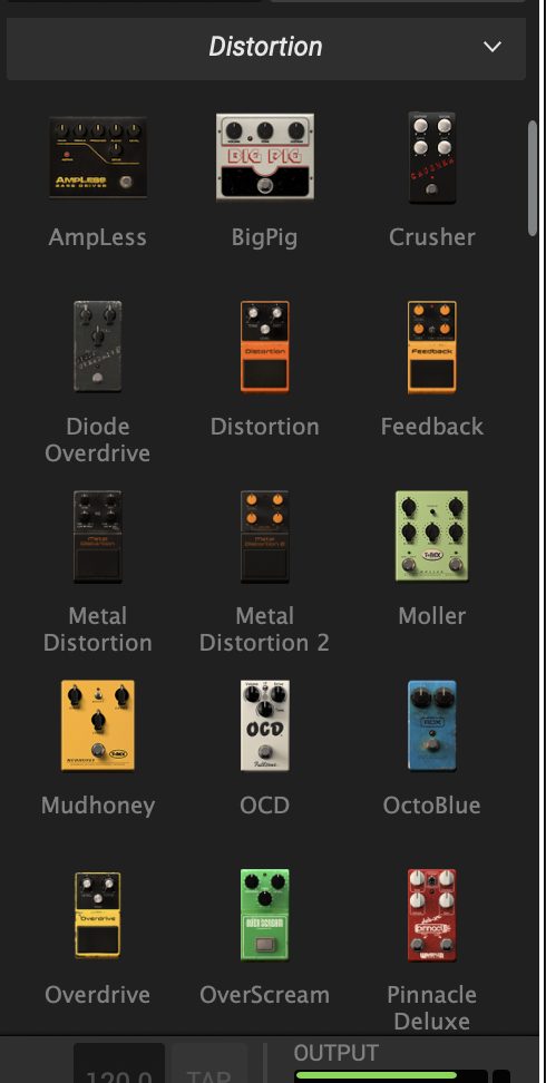 AmpliTube 5 ストンプ Distortionカテゴリ一覧